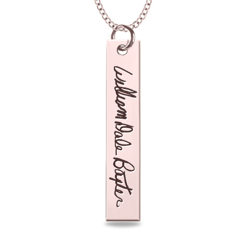 Bar Pendant with Handwriting Engraving in Sterling Silver image number null
